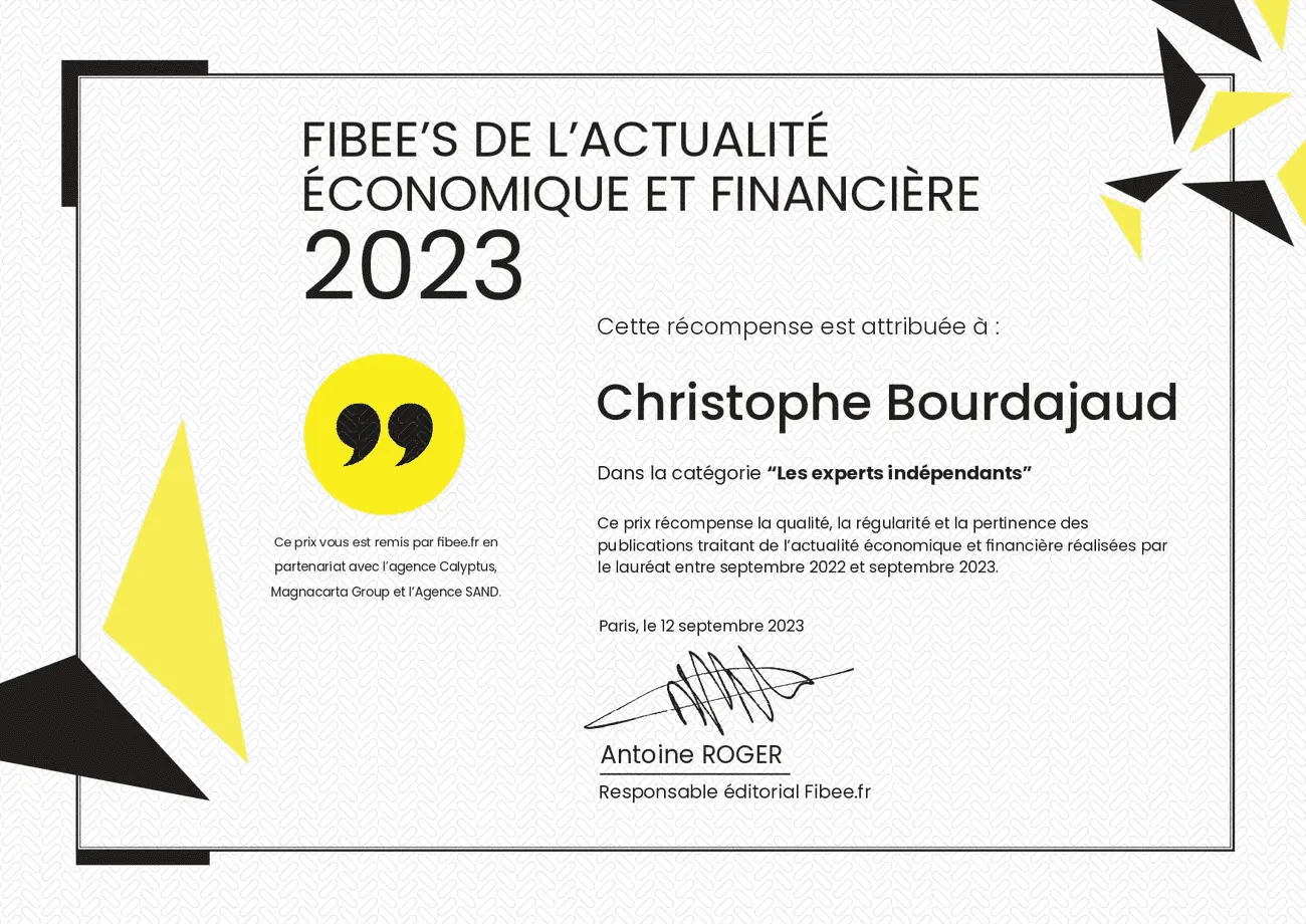 Fibee's de l'actualité économique et financière 2023 attribué à Christophe Bourdajaud